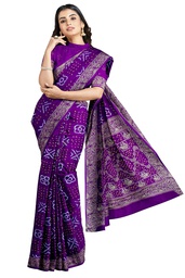[GGCHGSBS06] Purple Hand Dyed Gaji Silk Bandhani Saree