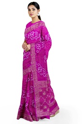 [GGCHGSBS08] Pink Hand Dyed Gaji Silk Bandhani Saree