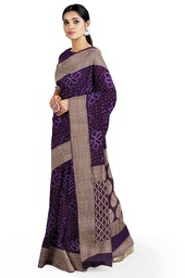 [GGCHGSBS13] Purple Hand Dyed Georgette Bandhani Saree