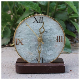 [GGCASTC01] Handcrafted Natural Agate Stone Table/Desk Clock with stand