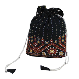 [GGCEPB05] Hand Embroidered Cotton Potli Bag with Mirror work