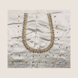 [GGCMEBM32] Off-White Hand Embroidered Mashru Unstitched Blouse Piece