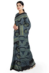 [GGCBMS15] Blue Modal Silk Ajrakh Hand Block Print Saree