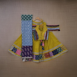 [GGBPCC32] Cotton Hand Block Printed Patchwork Chaniya Choli