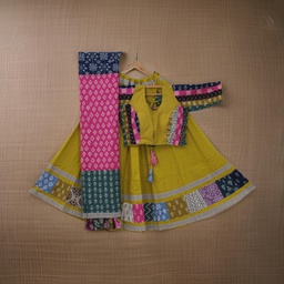 [GGBPCC36] Cotton Hand Block Printed Patchwork Chaniya Choli