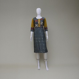 Mustard Ajrakh Hand Block Printed Mashru Kurti