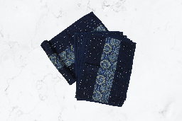 [GGCATWR14] Handmade Tagai Embroidered Ajrakh Mashru Silk Table Placemats with Runner