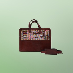 [GGCHELB03] Handcrafted Hand Embroidery Leather Laptop Bag / Office Bag