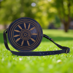 [GGCHELB14] Handstitched Round Leather Sling Bag with thread Work