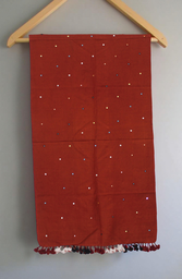 Handcrafted Wool Stole with Mirror Work and Tassels