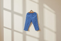 Elegant Cotton Block-Print Capri Pants / Trouser