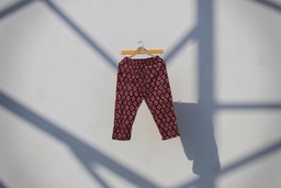 Elegant Cotton Block-Print Capri Pants / Trouser