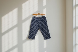 Elegant Cotton Block-Print Capri Pants / Trouser