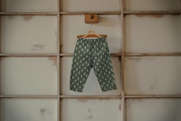 Elegant Cotton Block-Print Capri Pants / Trouser