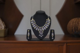 Handcrafted Oxidized German Silver Kundan Necklace Set with Earrings