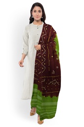 [GGCBWMS08] Handwoven Bandhani Woolen Shawl With Mirror Work