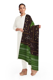 [GGCBWMS09] Handwoven Bandhani Woolen Shawl With Mirror Work