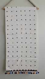 [GGCOKS01] Handcrafted Off-White Khadi Patch Work Stole with Tassels