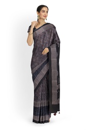 [GGCBACS01] Ajrakh Hand Block Print Cotton Saree