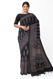 [GGCBACS02] Ajrakh Hand Block Print Cotton Saree