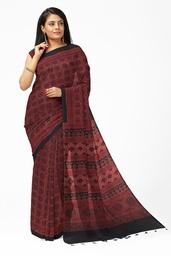[GGCBACS05] Ajrakh Hand Block Print Cotton Saree