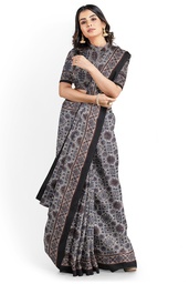 [GGCBACS06] Ajrakh Hand Block Print Cotton Saree