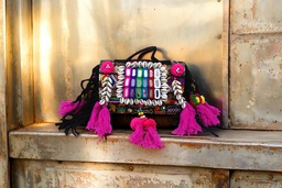 [GGCBBB03] Handcrafted Banjara Boho Embroidered Shell &amp; Tassel Sling Bag