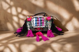 [GGCBBB04] Handcrafted Banjara Boho Embroidered Shell &amp; Tassel Sling Bag