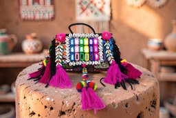 [GGCBBB05] Handcrafted Banjara Boho Embroidered Shell &amp; Tassel Sling Bag