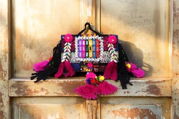 [GGCBBB09] Handcrafted Banjara Boho Embroidered Shell &amp; Tassel Sling Bag