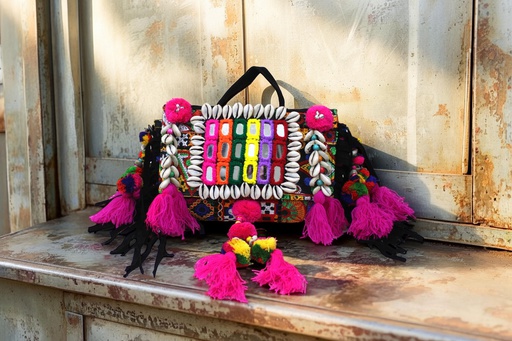 Handcrafted Banjara Boho Embroidered Shell & Tassel Sling Bag