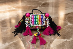 [GGCBBB14] Handcrafted Banjara Boho Embroidered Shell &amp; Tassel Sling Bag