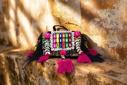 [GGCBBB15] Handcrafted Banjara Boho Embroidered Shell &amp; Tassel Sling Bag
