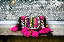 [GGCBBB17] Handcrafted Banjara Boho Embroidered Shell &amp; Tassel Sling Bag