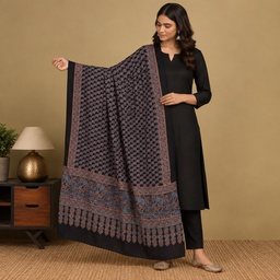Ajrakh Hand Block Print Modal Silk Dupatta