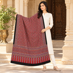 Ajrakh Hand Block Print Modal Silk Dupatta