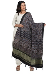 Ajrakh Hand Block Print Mashru Silk Dupatta