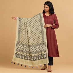 Ajrakh Hand Block Print Mashru Silk Dupatta