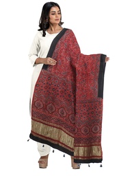 Ajrakh Hand Block Print Mashru Silk Dupatta