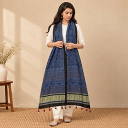Ajrakh Hand Block Print Mashru Silk Dupatta