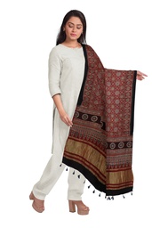 [GGMAMD37] Ajrakh Hand Block Print Mashru Silk Dupatta