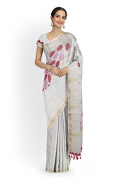 [GGCCAS01] Handstitched Applique Chanderi Silk Leaf Design Saree