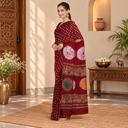 [GGCMBSSP06] Modal Silk Bandhani Saree with Shibori Pallu