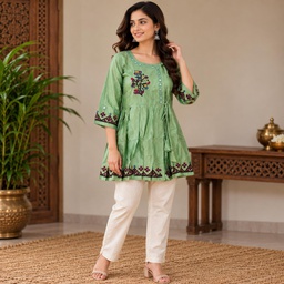 Handcrafted Embroidered Mashru Kediya Top