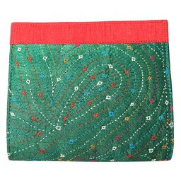 [GSHHDCL249] Handcrafted Green Embroidered Clutch