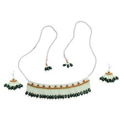 [GSHHDCL222] Handmade White Beaded Choker Necklace Set