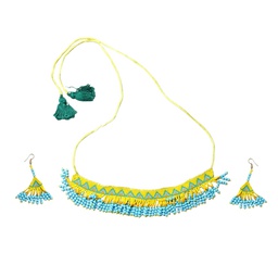 [GSHHDCL231] Handmade Yellow Beaded Choker Necklace Set